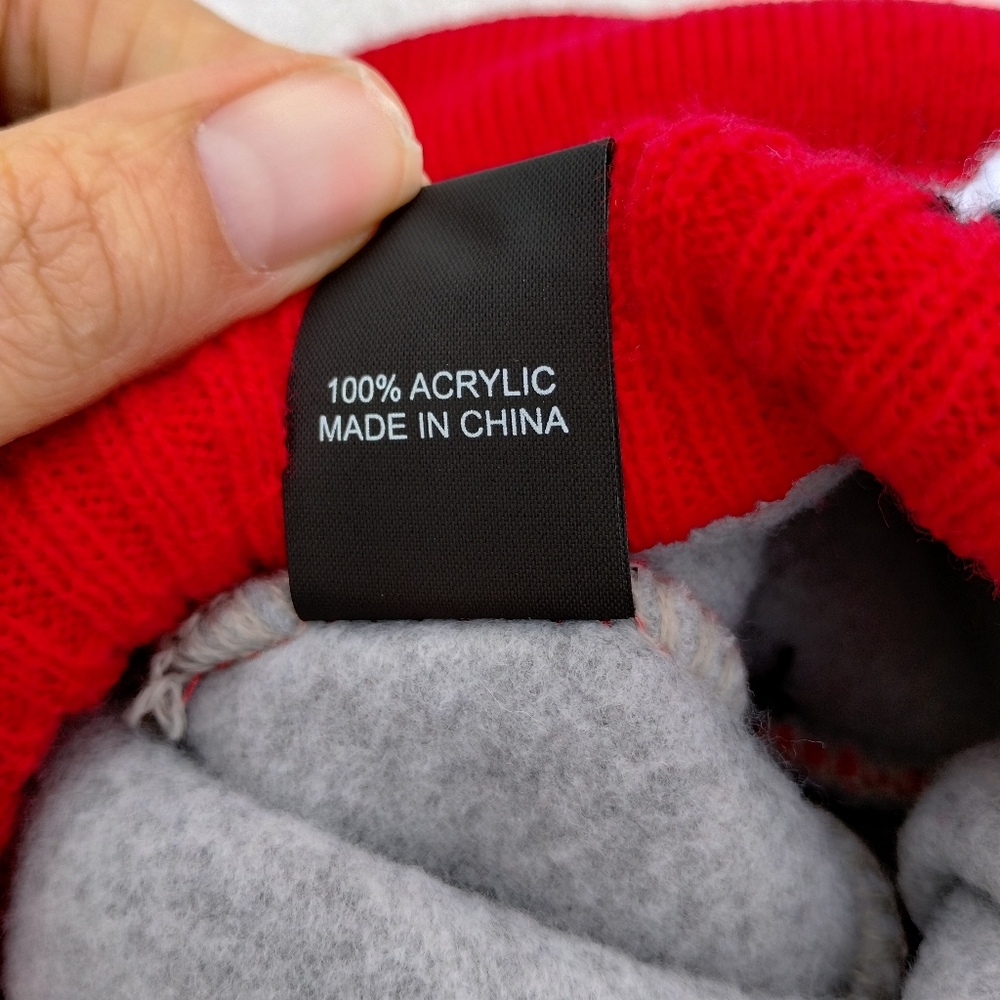 Cornell University Red Striped Knit Beanie Adult One Size Pom Embroidered Logo - Picture 5 of 6
